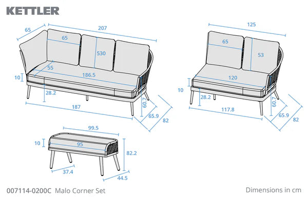 Malo Corner Sofa Set with Adjustable Table