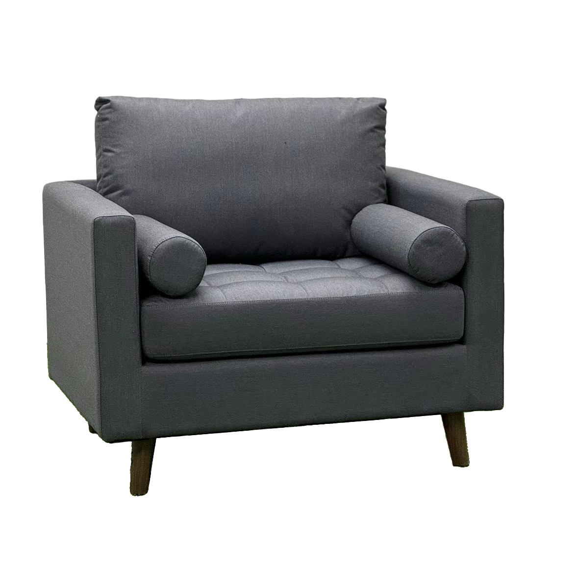 STANBERRY Armchair with 2 Bolster Cushions in Grey