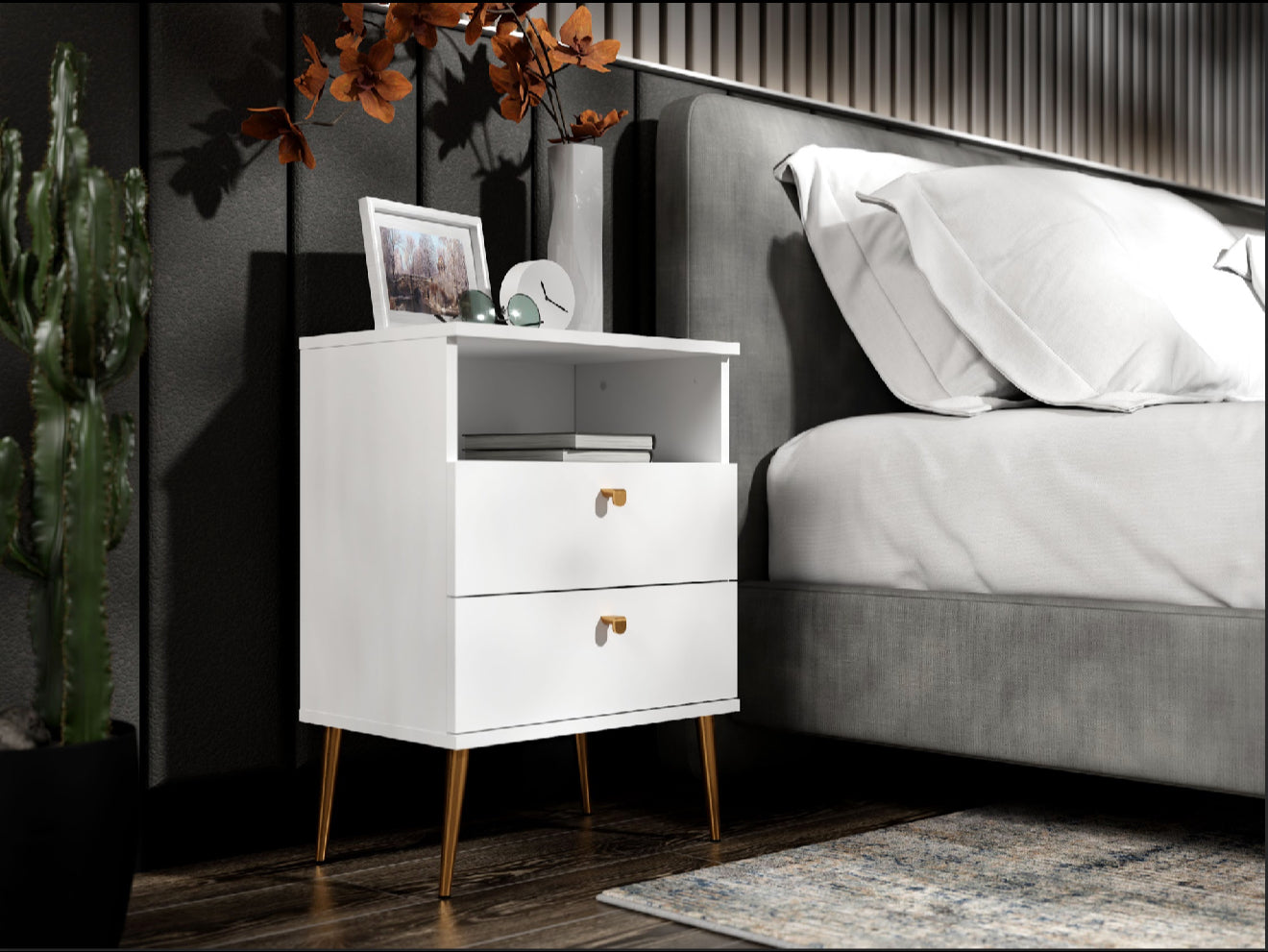 HIGH Bedside Table - White