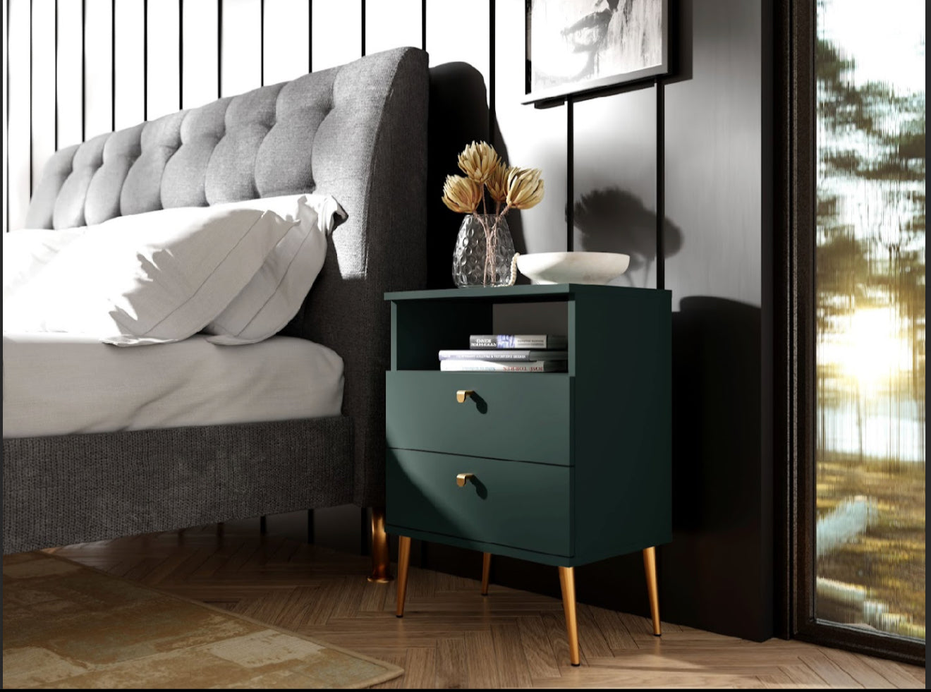 HIGH Bedside Table - Malachite Green