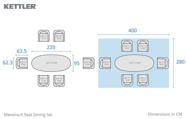 Messina 6 seat dining set