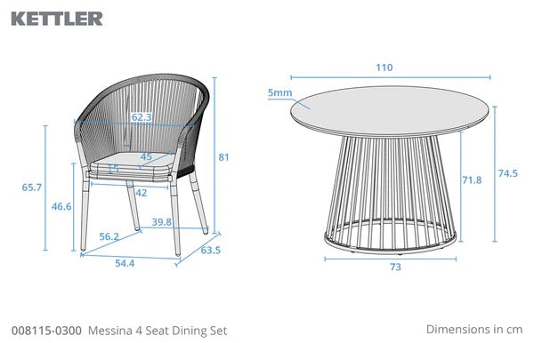 Messina 4-Seat Aluminium Outdoor Dining Set with Ceramic Glass Table & Cushions