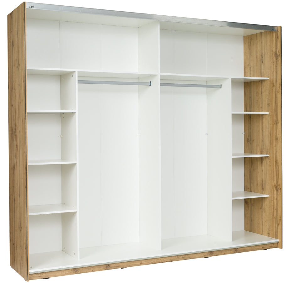 WOOD 200cm Sliding Wardrobe – Oak Wotan & White Gloss