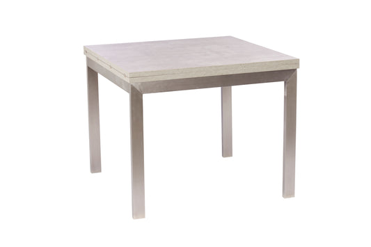 PETRA 90cm Flip Top Dining Table – Concrete Effect & Brushed Steel Base