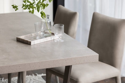 PETRA 200cm Dining Table – Modern Stone Effect with Metal Legs (Pre-Order, 21-Day Lead Time)