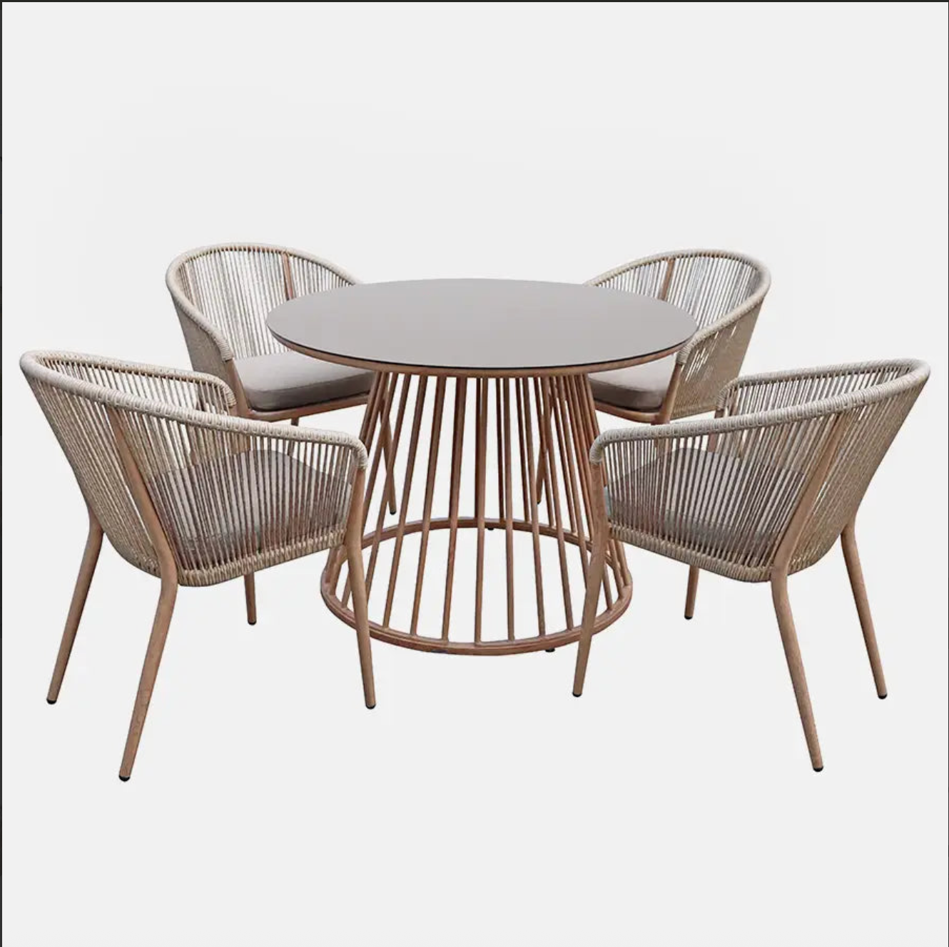 Messina 4-Seat Aluminium Outdoor Dining Set with Ceramic Glass Table & Cushions