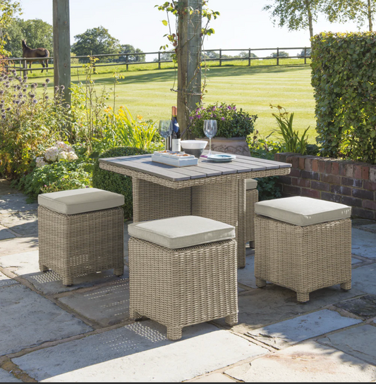 PALMA 4 Seat Outdoor Wicker Cube Dining Set