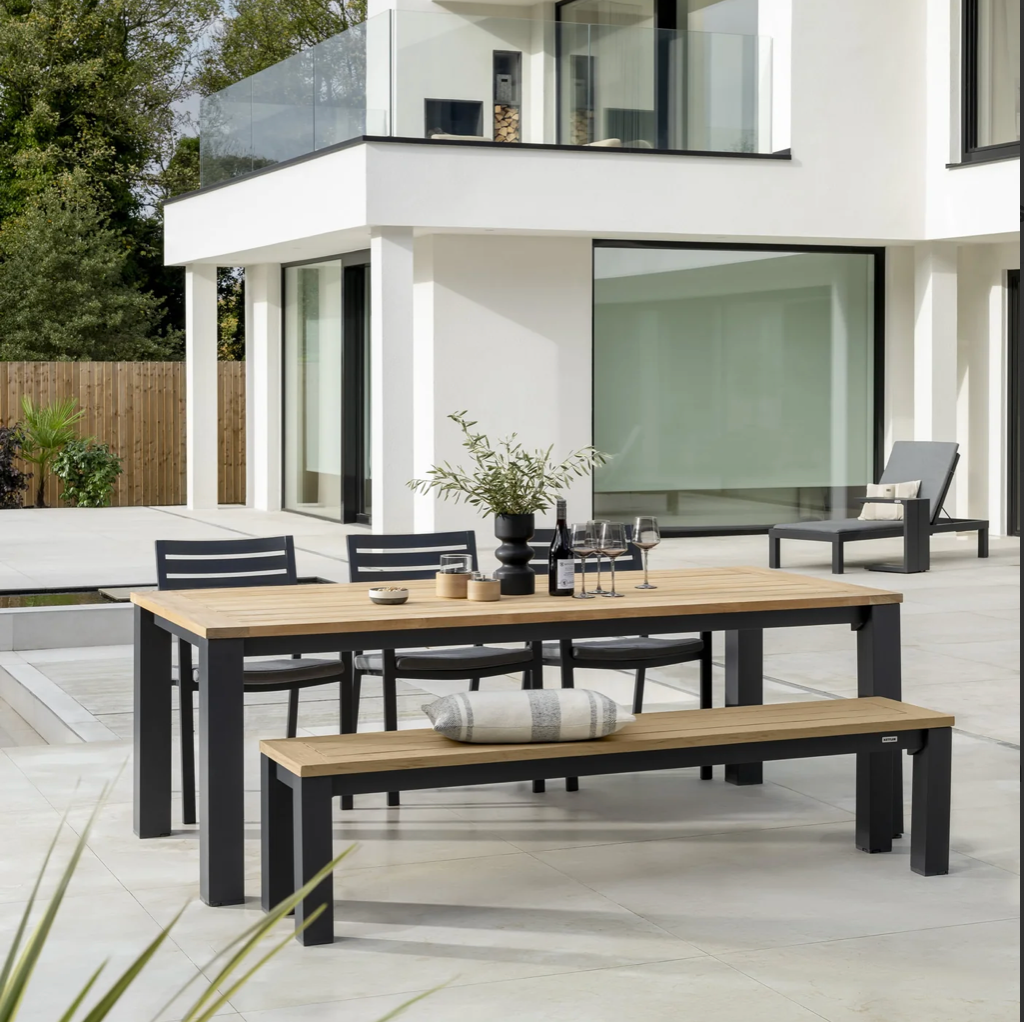 Elba 6 Seater Aluminium & Teak Outdoor Dining Set