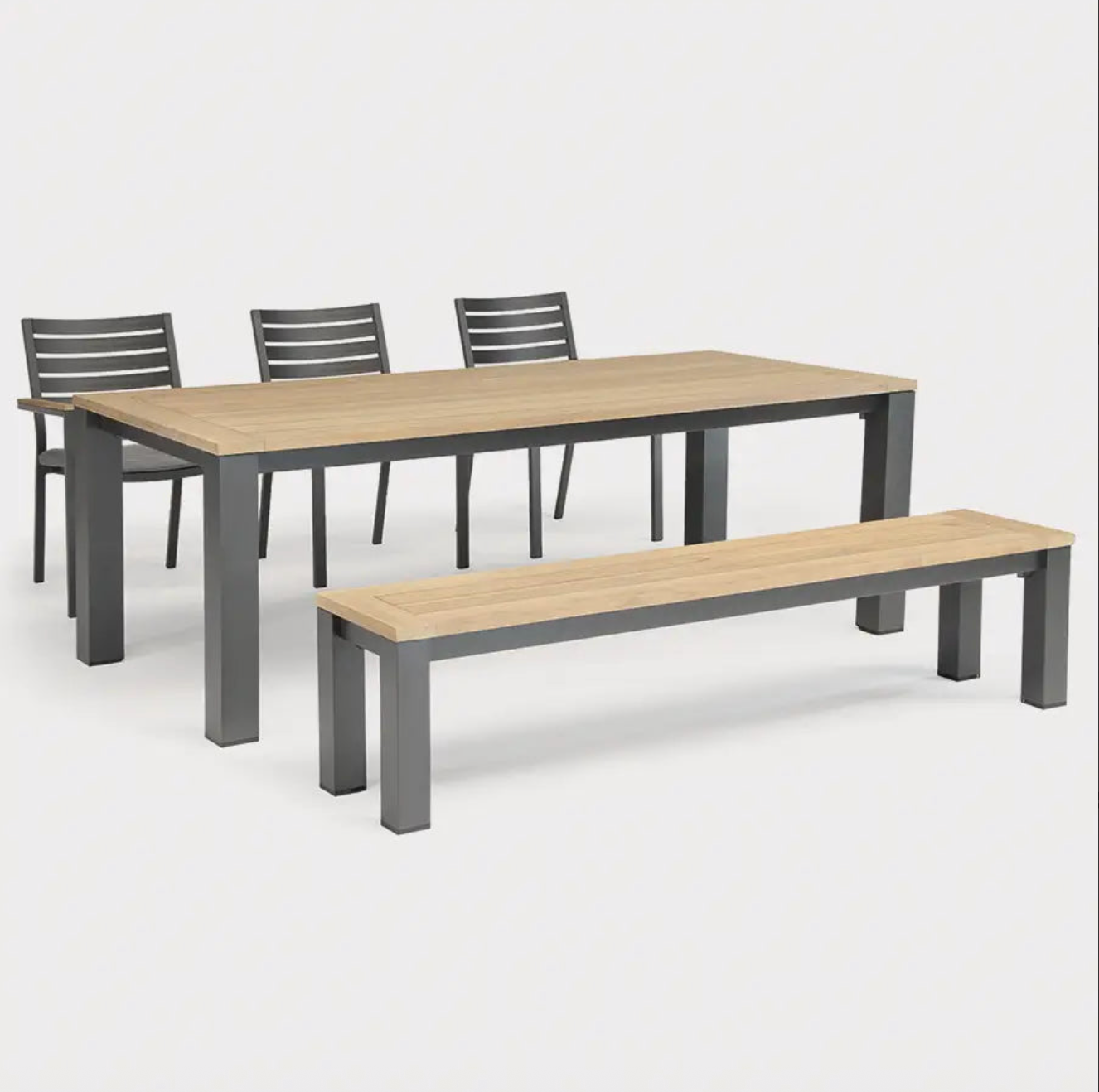 Elba 6 Seater Aluminium & Teak Outdoor Dining Set