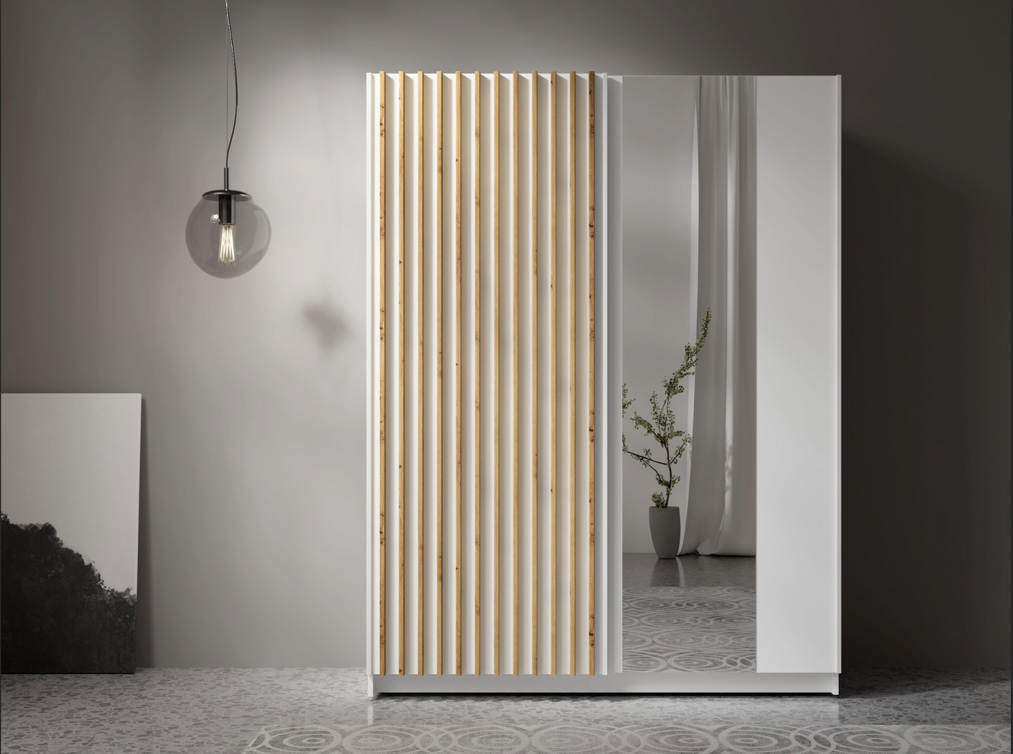 DALIA 150cm Sliding Wardrobe (White & Artisan Oak)