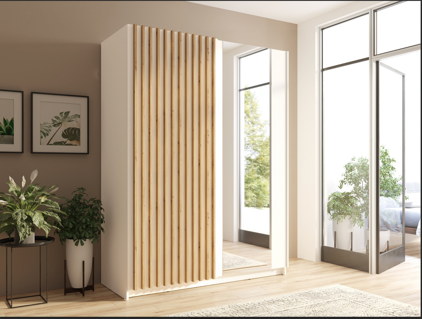 DALIA 150cm Sliding Wardrobe (White & Artisan Oak)