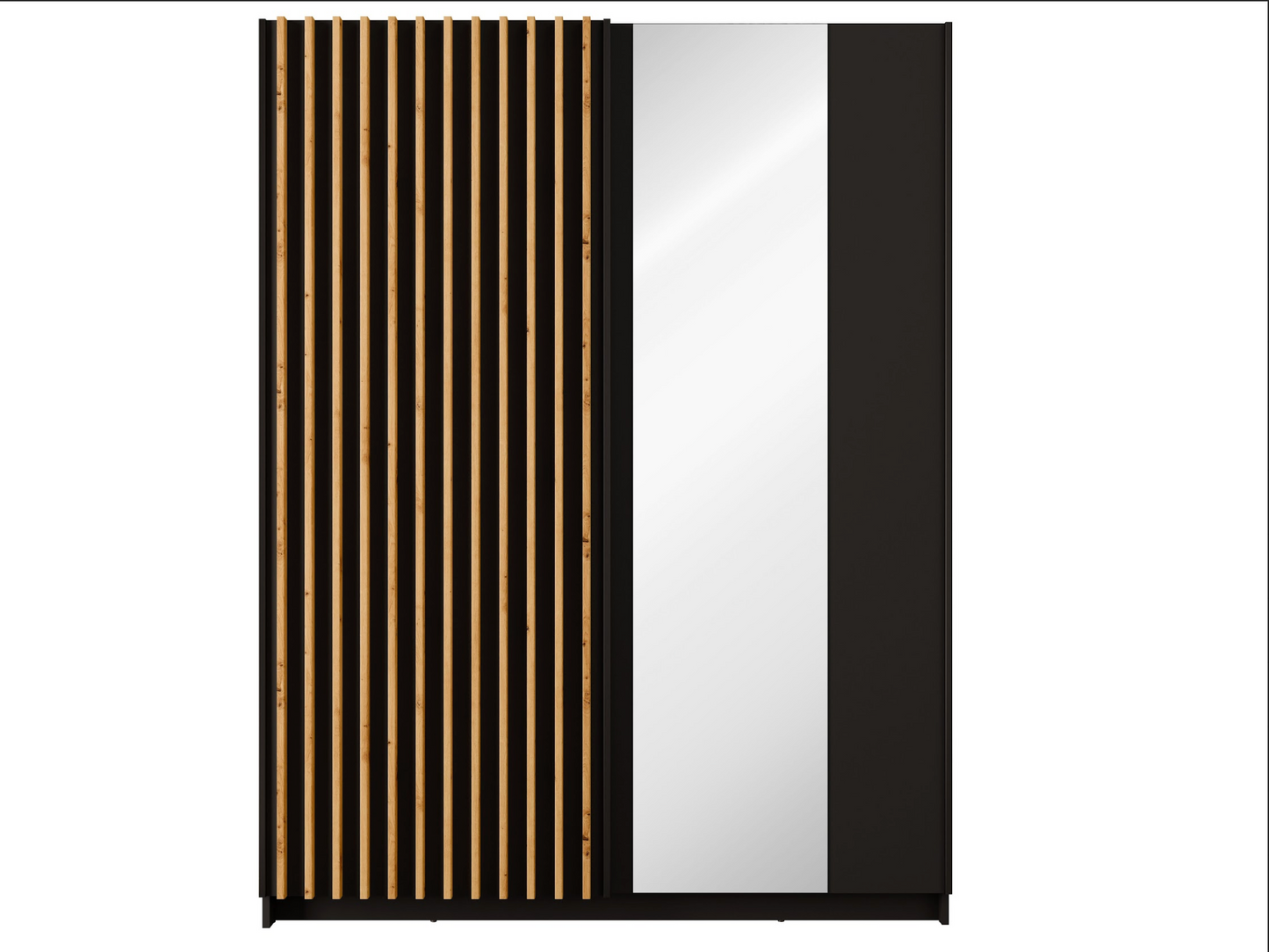 DALIA 150cm Sliding Wardrobe| Black Laminate & Artisan Oak