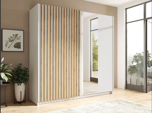DALIA 200cm Sliding Wardrobe (White & Artisan Oak)