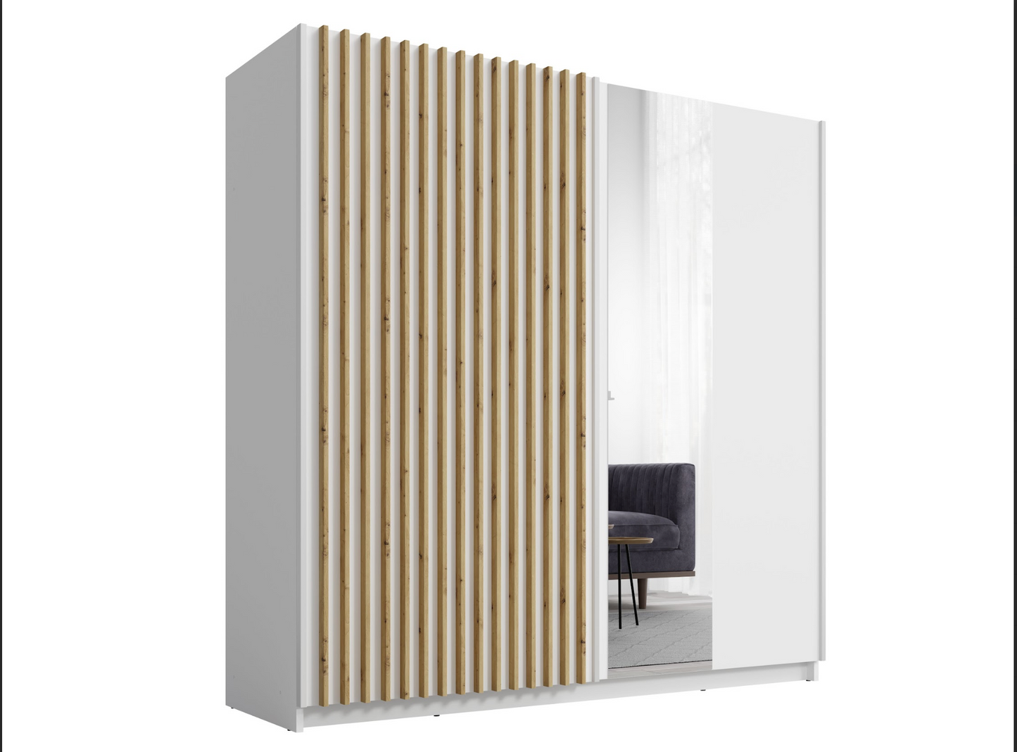 DALIA 200cm Sliding Wardrobe (White & Artisan Oak)