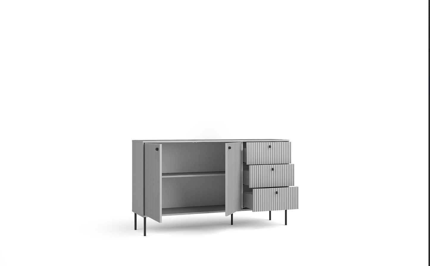 IRIS KOMODA Chest of Drawers – Grey 2 Door 3 Drawer Storage Unit
