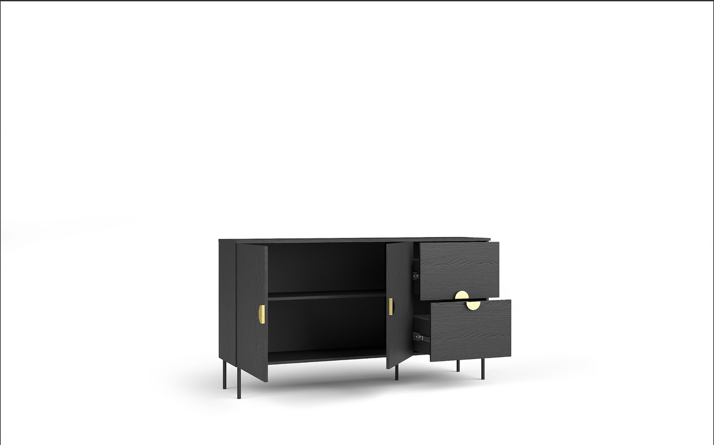 MOND 4 Drawer Sideboard | Black Graphite 2 Door 2 Drawer