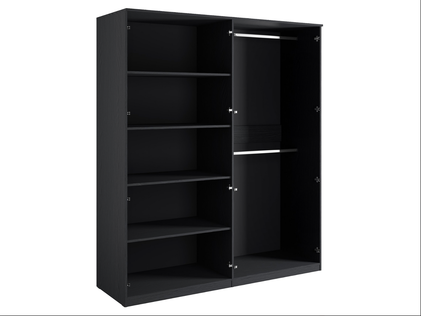 MOND 4 Door Wardrobe – Black Graphite 4 Door Wardrobe with Gold Handles
