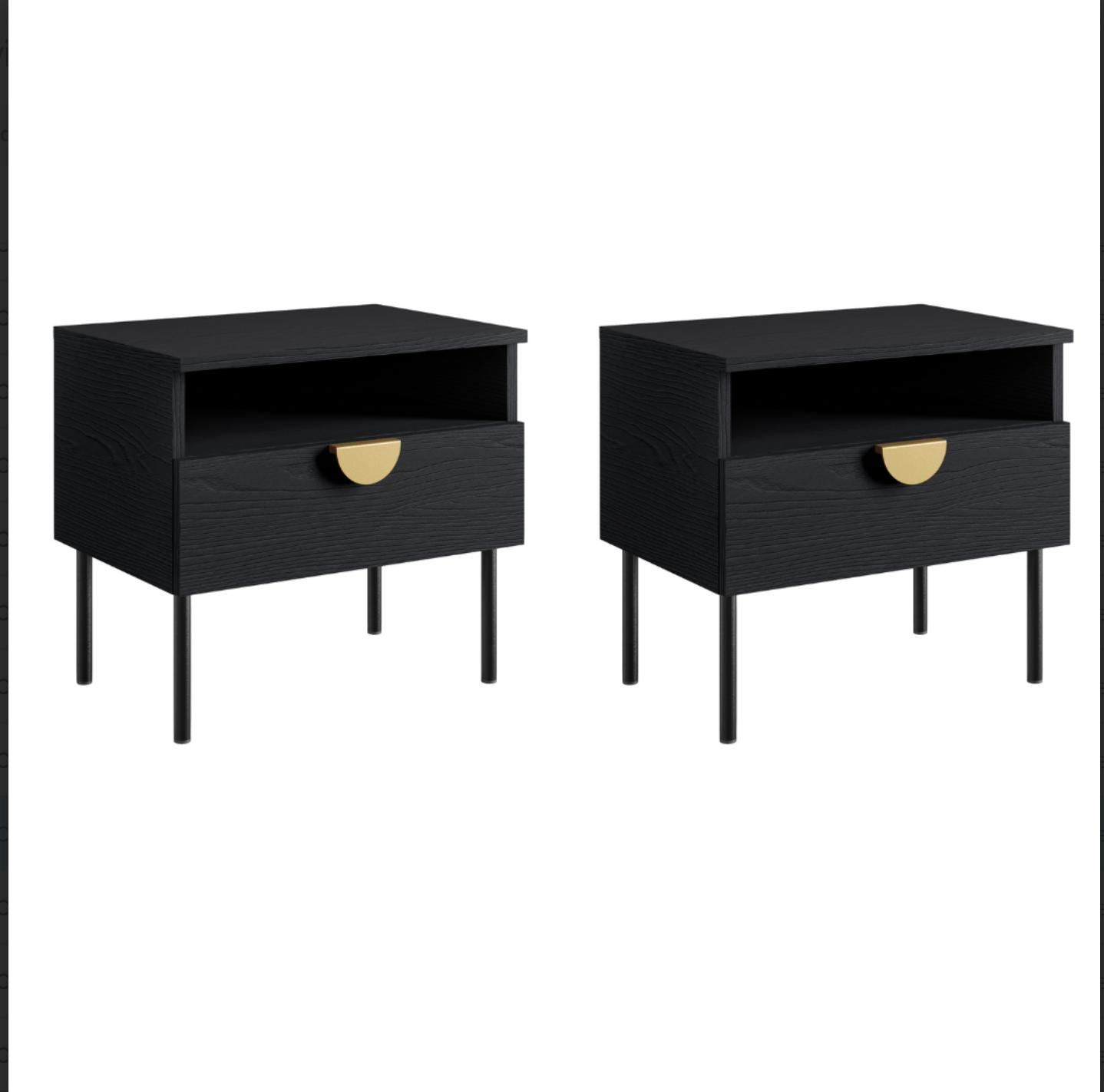 MOND Bedside Table | Set of 2 Black Graphite Bedside Cabinets