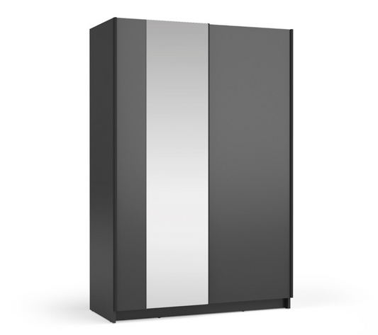 SOFIA 120cm | Black Sliding Wardrobe with Mirror – 120cm