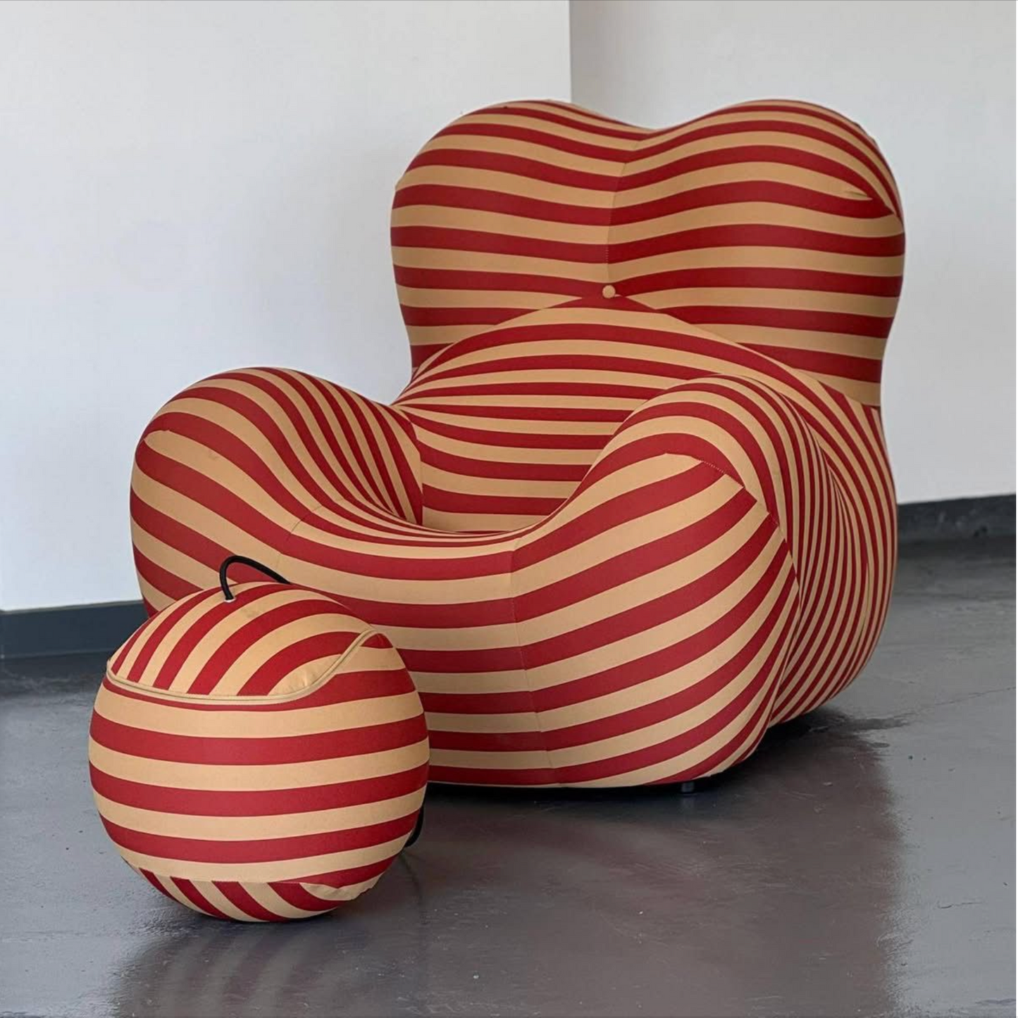 Mambo Red Armchair with Ottoman.