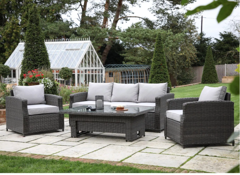 SOVERA Lounge 3 Seater with Rising Table - Grey