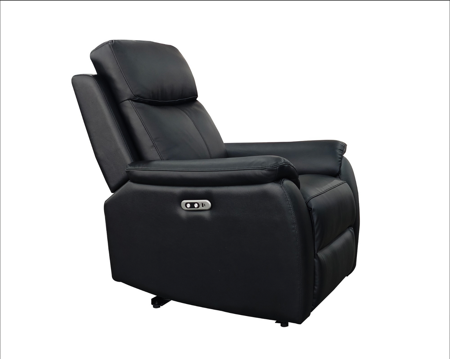 KINGSTON Genuine Leather Recliner Armchair – Black