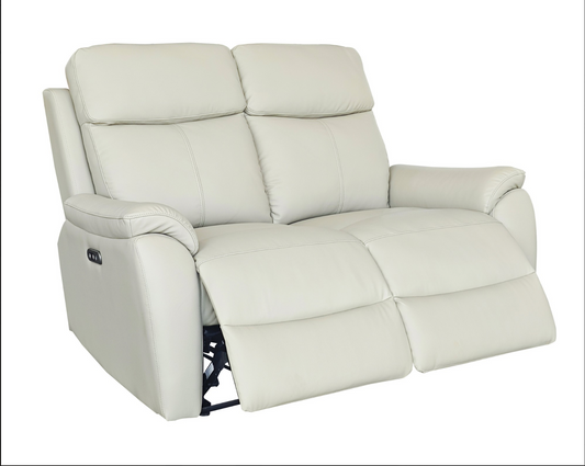 KINGSTON Genuine Leather 2-Seater Recliner Sofa – Pewter