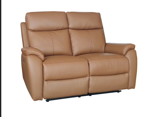 KINGSTON Genuine Leather 2-Seater Recliner Sofa – Tan