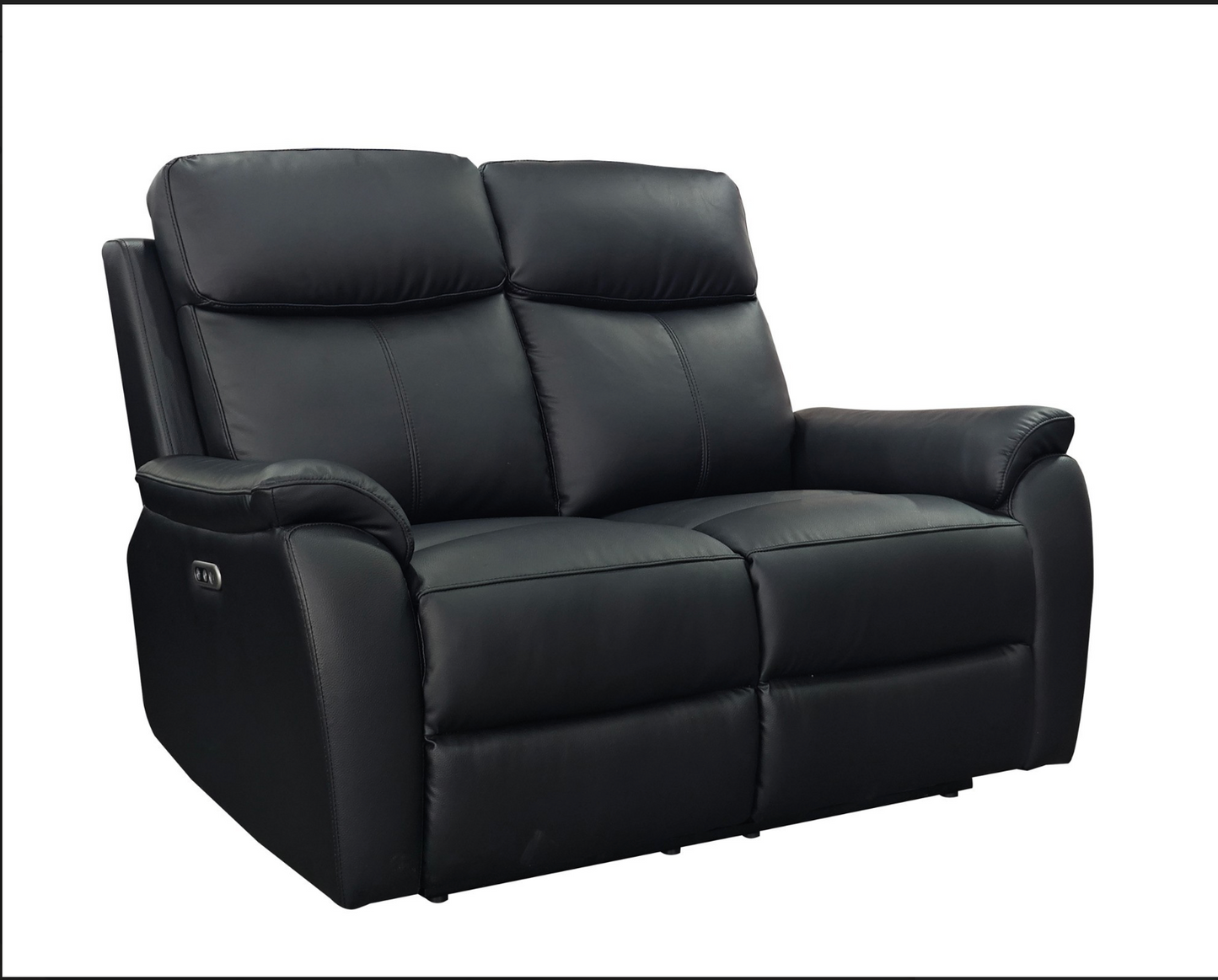 KINGSTON Genuine Leather 2-Seater Recliner Sofa – Black