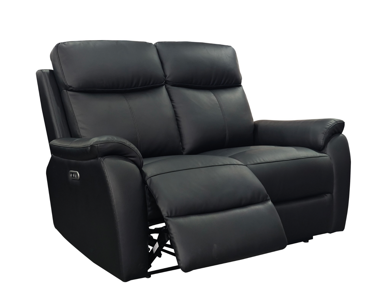 KINGSTON Genuine Leather 2-Seater Recliner Sofa – Black