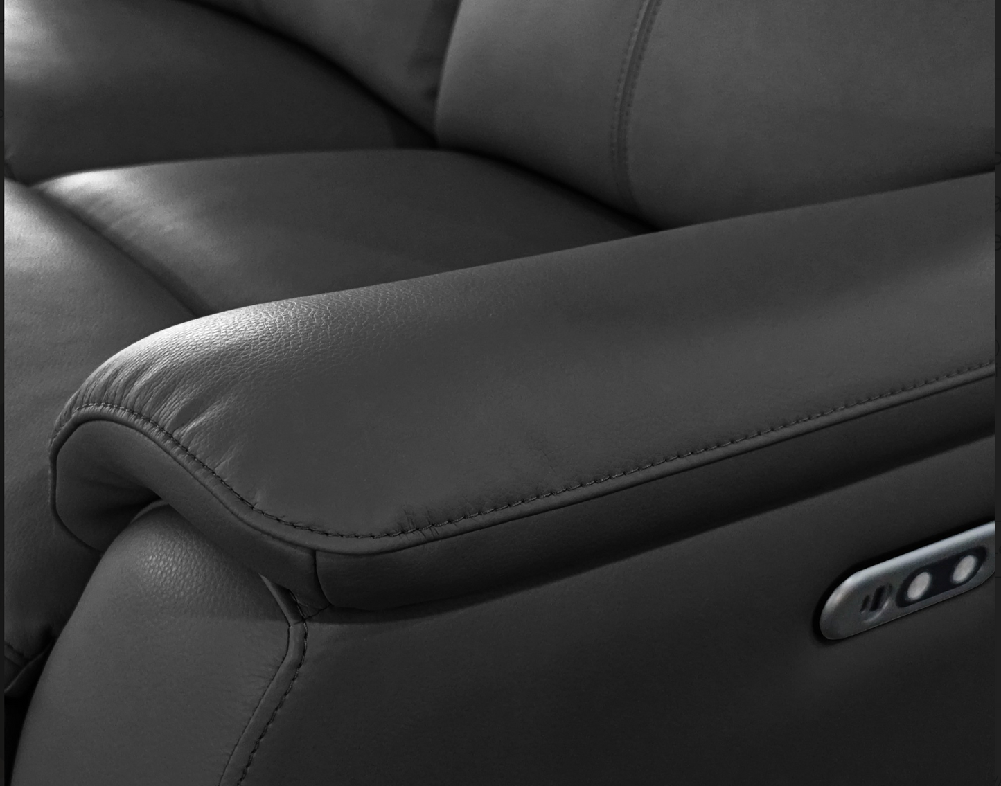 KINGSTON Genuine Leather 2-Seater Recliner Sofa – Black
