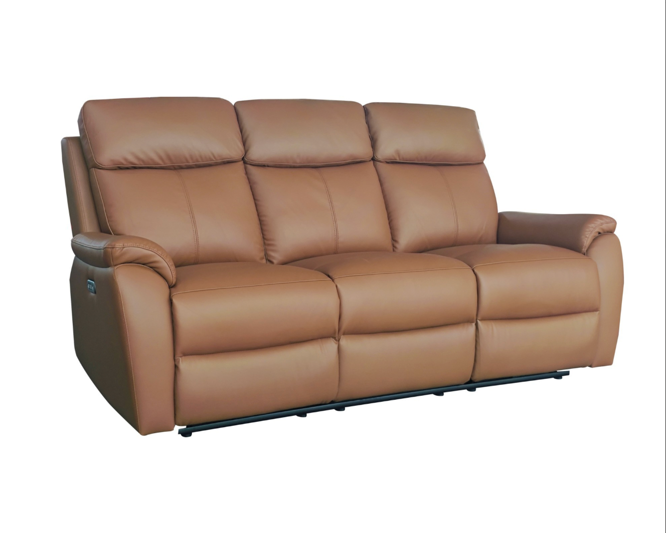 KINGSTON Genuine Leather 3-Seater Recliner Sofa – Tan