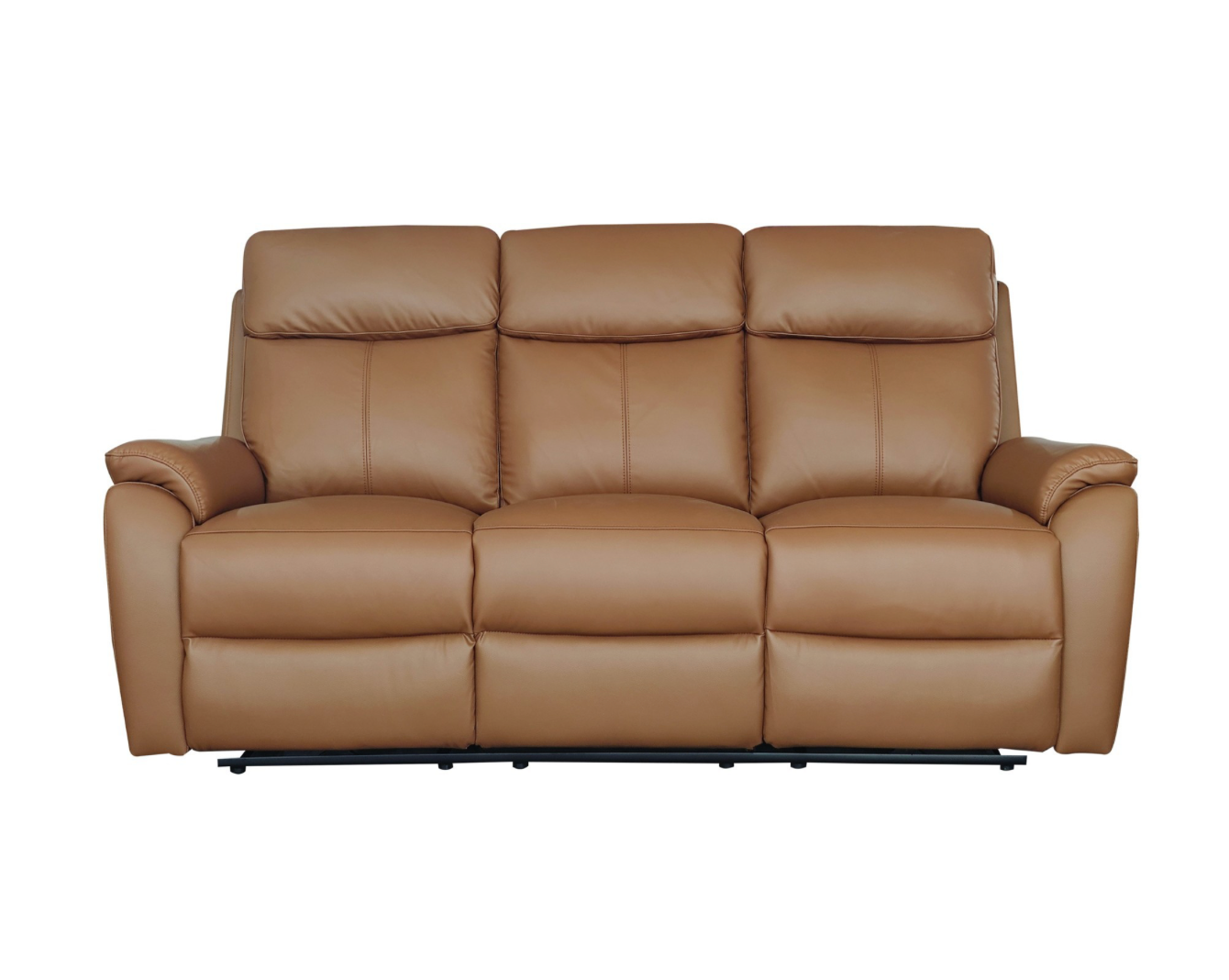 KINGSTON Genuine Leather 3-Seater Recliner Sofa – Tan