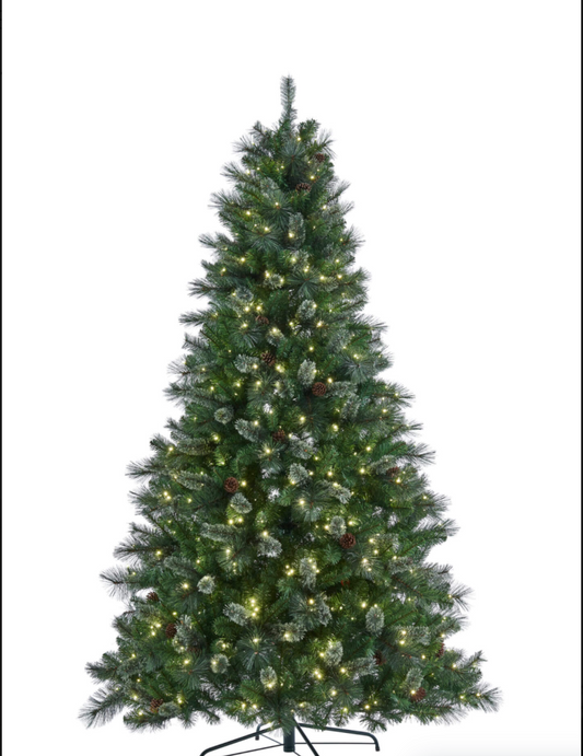 HOLLINGSWORTH SPRUCE 6.5ft Pre-Lit Christmas Tree – 400 LED, 8 Function