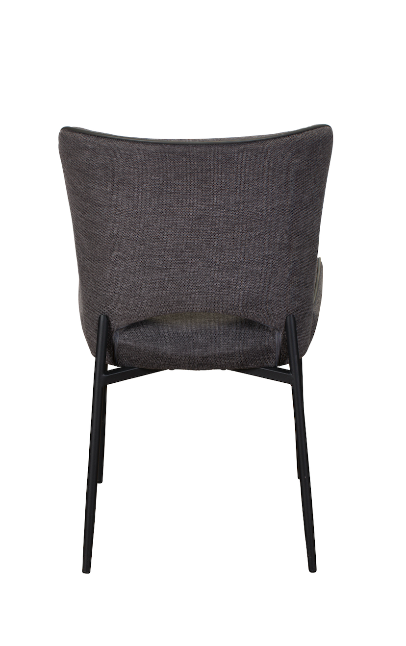 MAYA Dining Chair Pair – Dark Grey Fabric with Black Metal Legs (Pre-Order, 21-Day Lead Time)