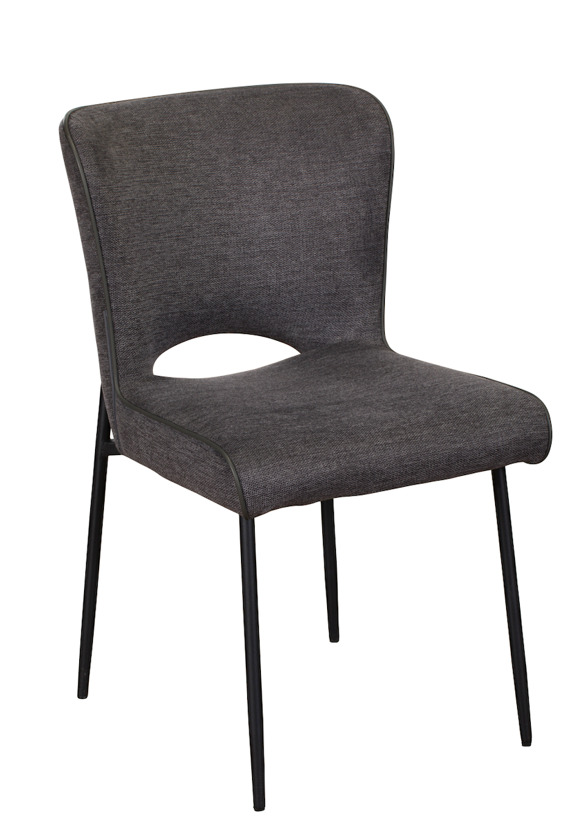 MAYA Dining Chair Pair – Dark Grey Fabric with Black Metal Legs (Pre-Order, 21-Day Lead Time)