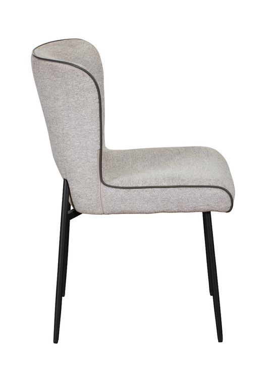MAYA Dining Chair Pair – Light Grey Fabric with Black Metal Legs (Pre-Order, 21-Day Lead Time)