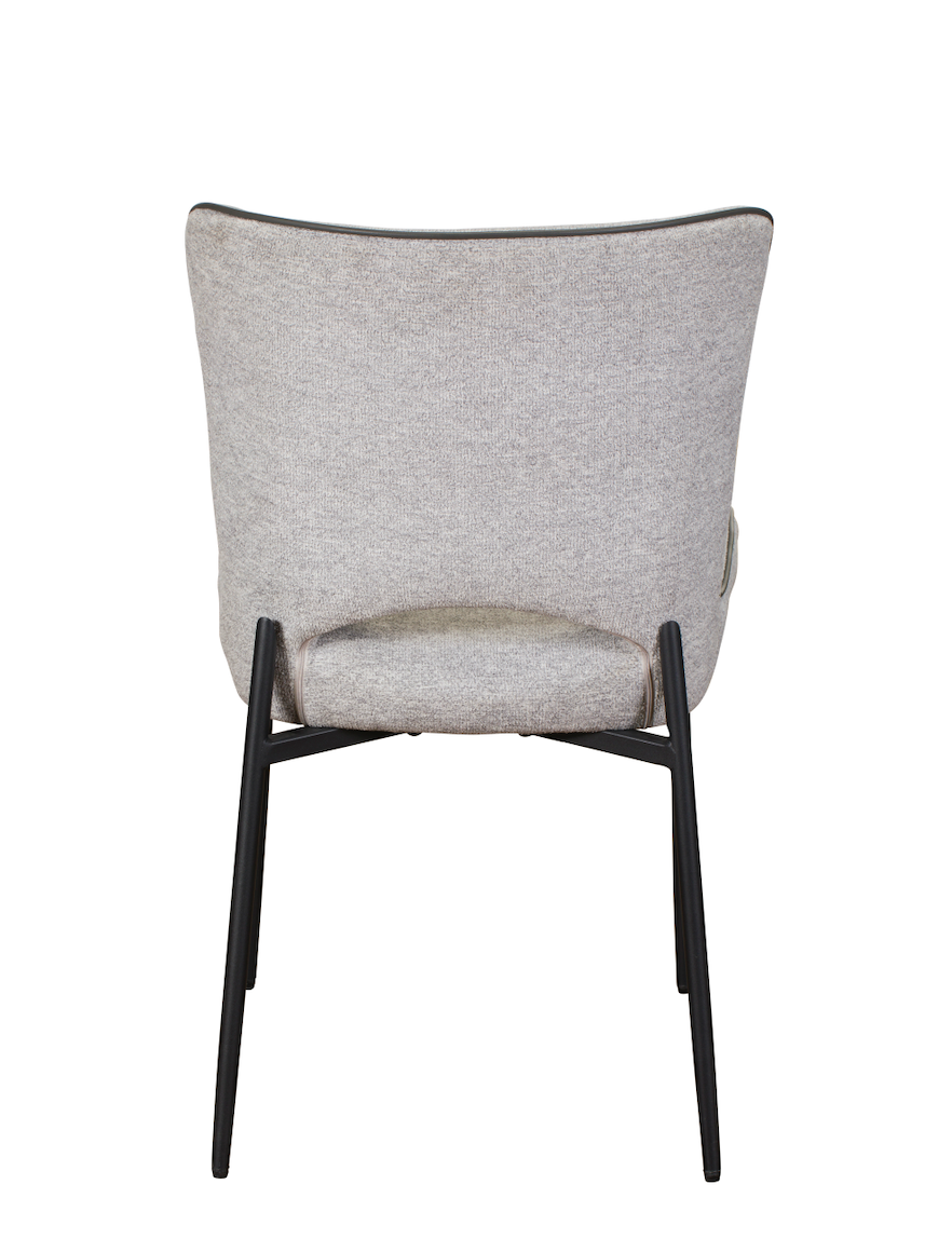 MAYA Dining Chair Pair – Light Grey Fabric with Black Metal Legs (Pre-Order, 21-Day Lead Time)