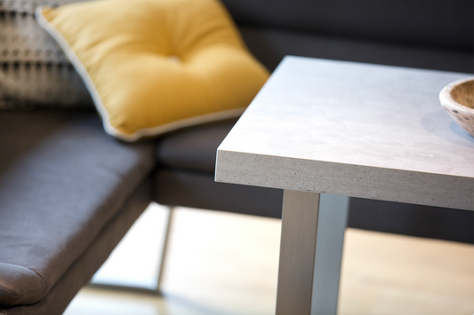 PETRA Coffee Table – Stone Effect with Brushed Metal Legs (Pre-Order, 21-Day Lead Time)