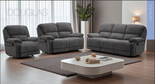 DOUGLAS Dark Grey 3 Seater Recliner