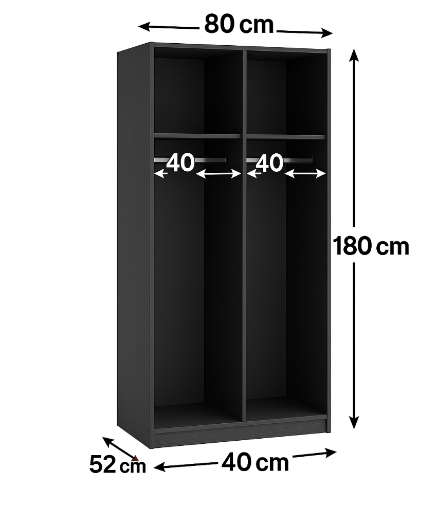 SOFIA 80cm | Black Sliding Wardrobe with Mirror