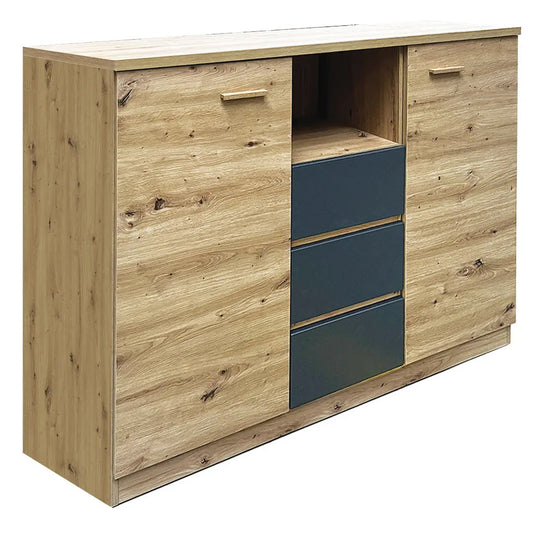 TORONTO Sideboard - Rustic Oak with Graphite Drawers