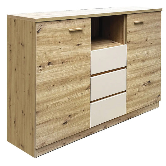 TORONTO Sideboard - Rustic Oak with Cashmere Drawers
