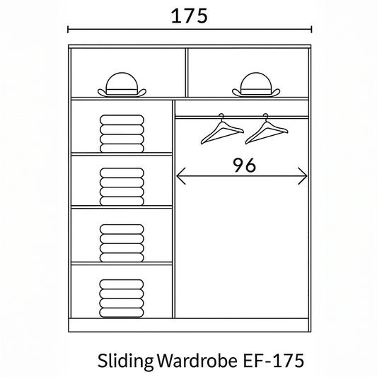 EFFECT 175cm Sliding Wardrobe - White with Mirror
