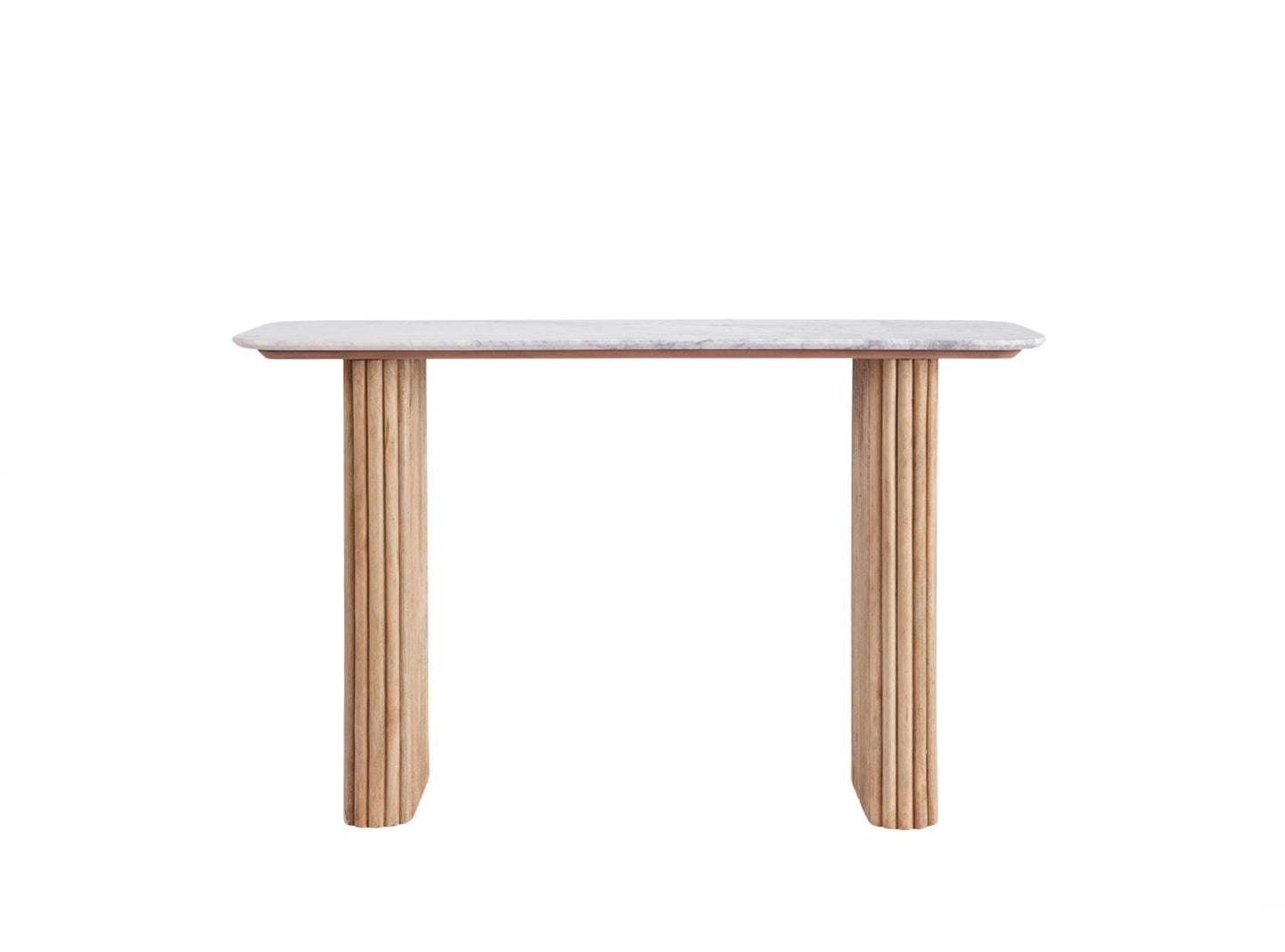 REED Console Table – Fluted Wood with Marble Effect Top (Pre-Order, 21-Day Lead Time)