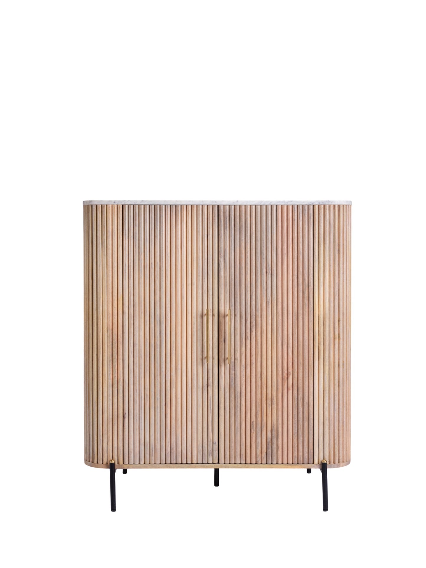 REED Highboard – Fluted Wood Cabinet with Marble Effect Top (Pre-Order, 21-Day Lead Time)