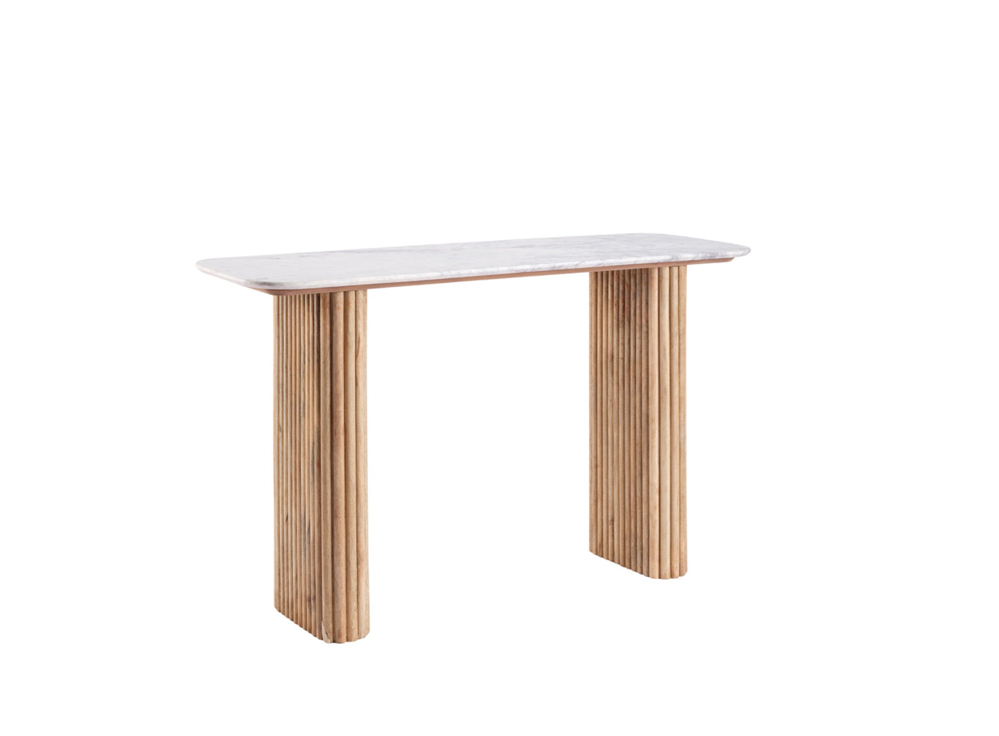 REED Console Table – Fluted Wood with Marble Effect Top (Pre-Order, 21-Day Lead Time)