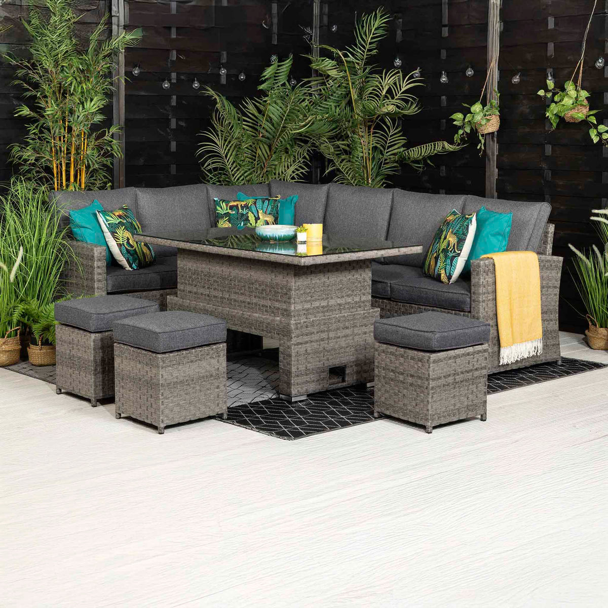 Sofa Aid Rising MELODY Corner Sofa with Rising Table and 3 Stools in Grey – The Home ...