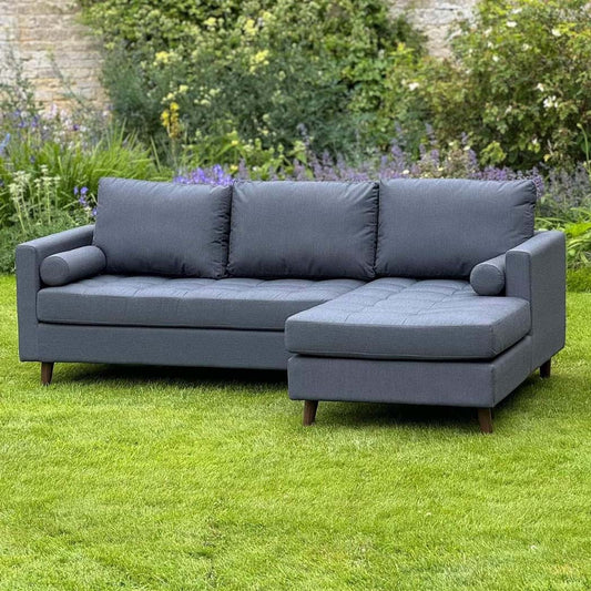 STANBERRY 3 Seater Sofa with Chaise and 2 Bolster Cushions in Grey