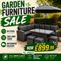 MELODY Corner Sofa with Rising Table and 3 Stools in Grey